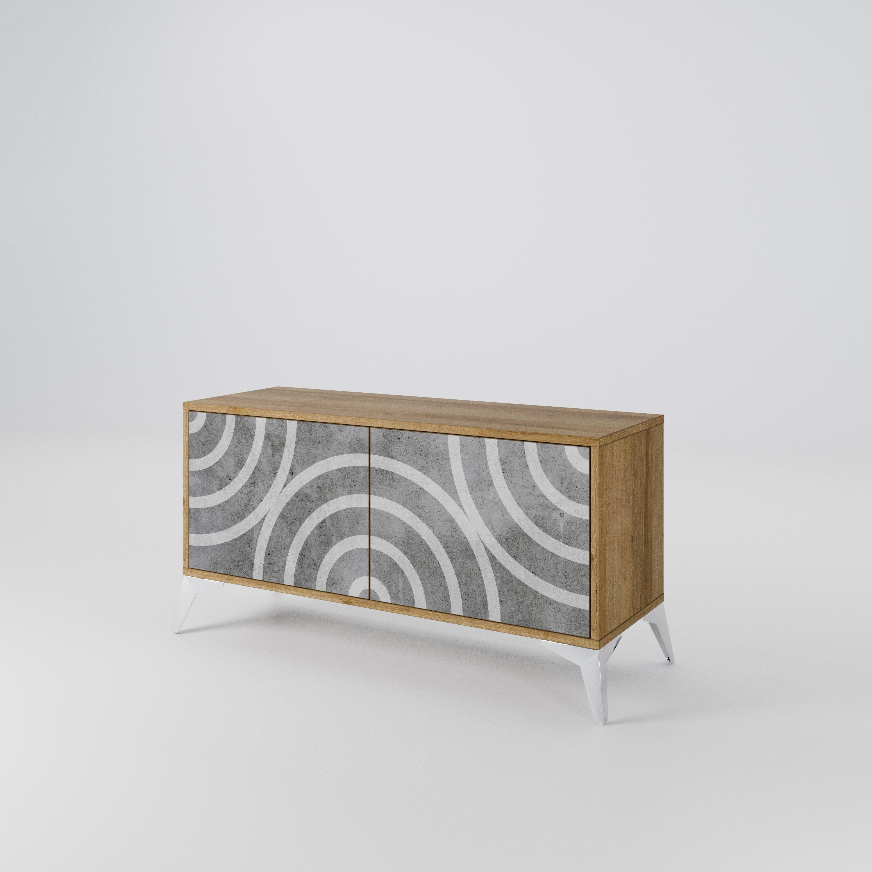 CIRCLE CONCRETE Compact 2-Door TV Cabinet