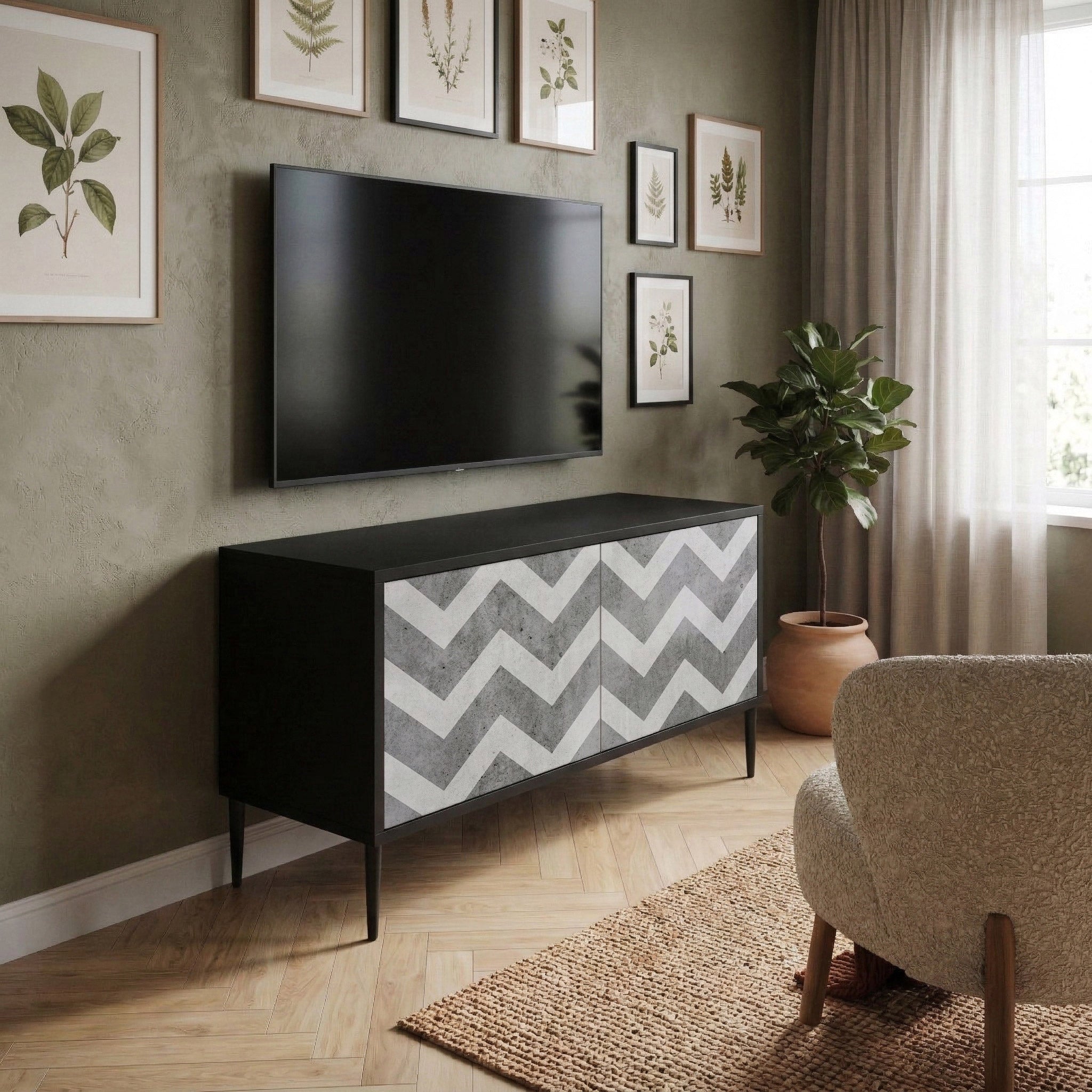 TOUGH ZIG ZAG Compact 2-Door TV Cabinet