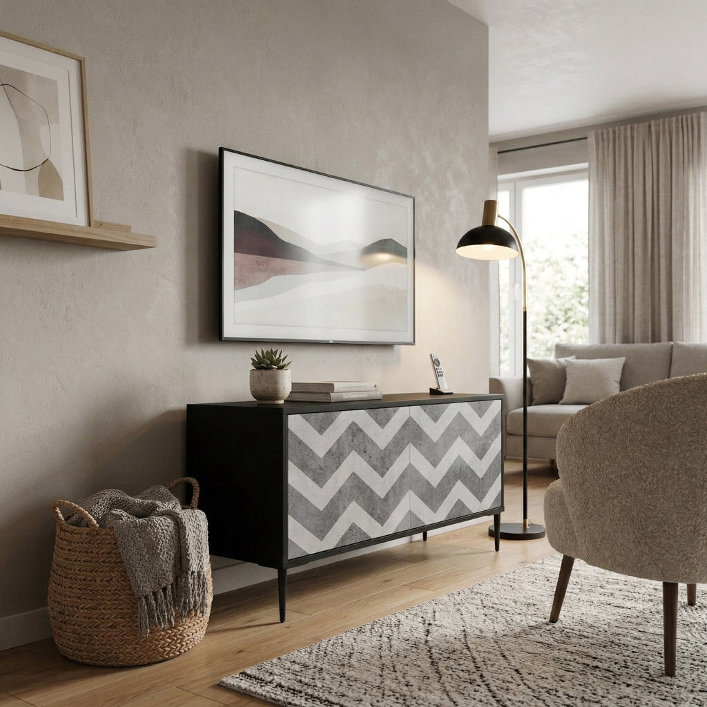 TOUGH ZIG ZAG Compact 2-Door TV Cabinet