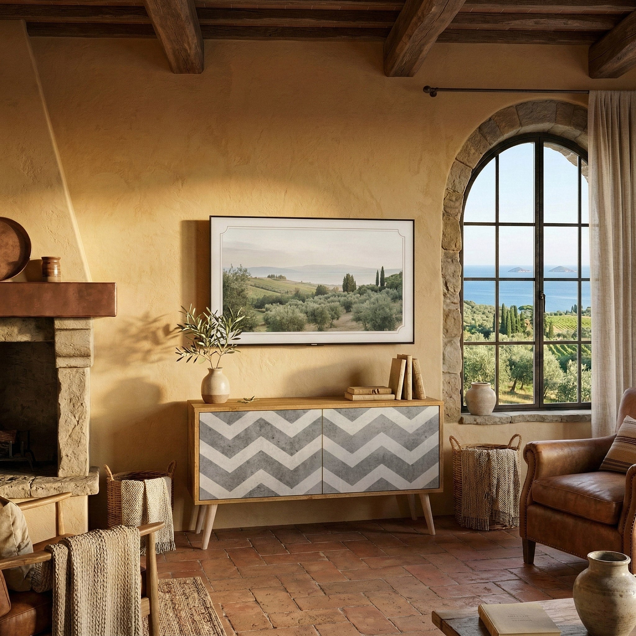 TOUGH ZIG ZAG Compact 2-Door TV Cabinet