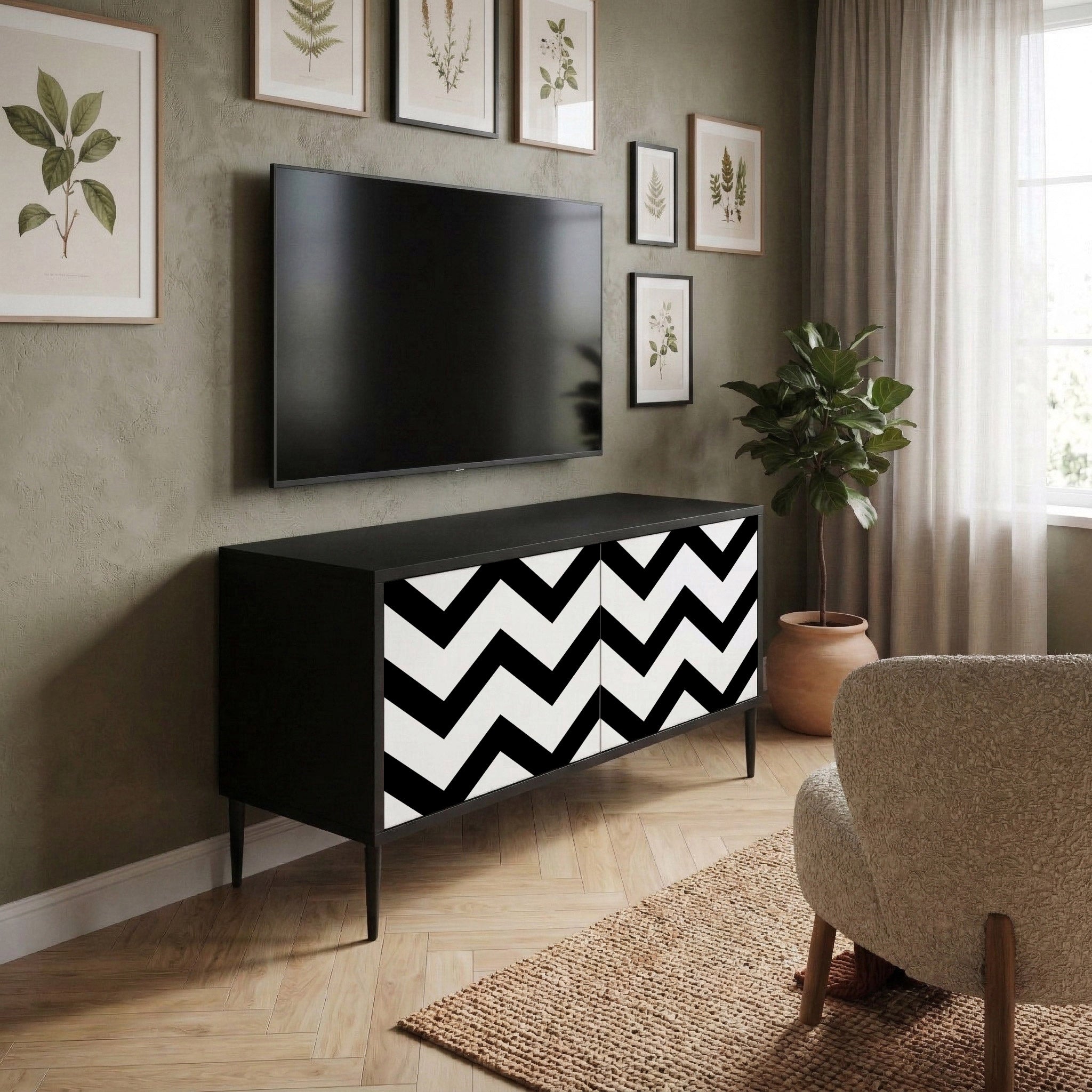 CLASSIC ZIG ZAG Compact 2-Door TV Cabinet