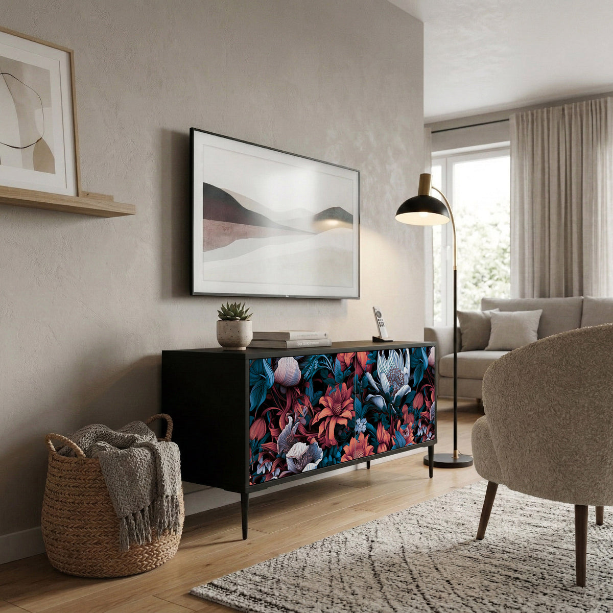 ETHEREAL BLOSSOMS Compact 2-Door TV Cabinet