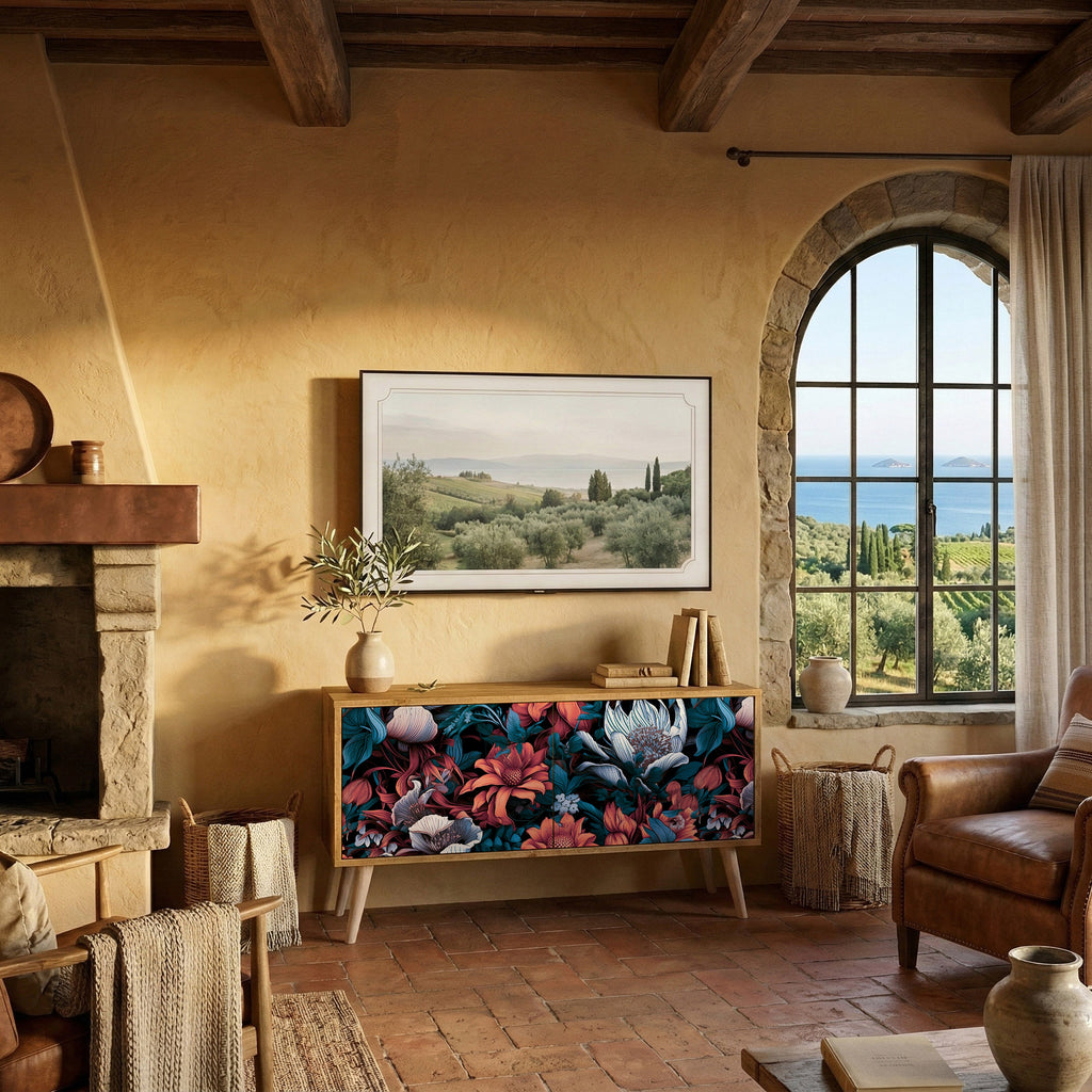 ETHEREAL BLOSSOMS Compact 2-Door TV Cabinet