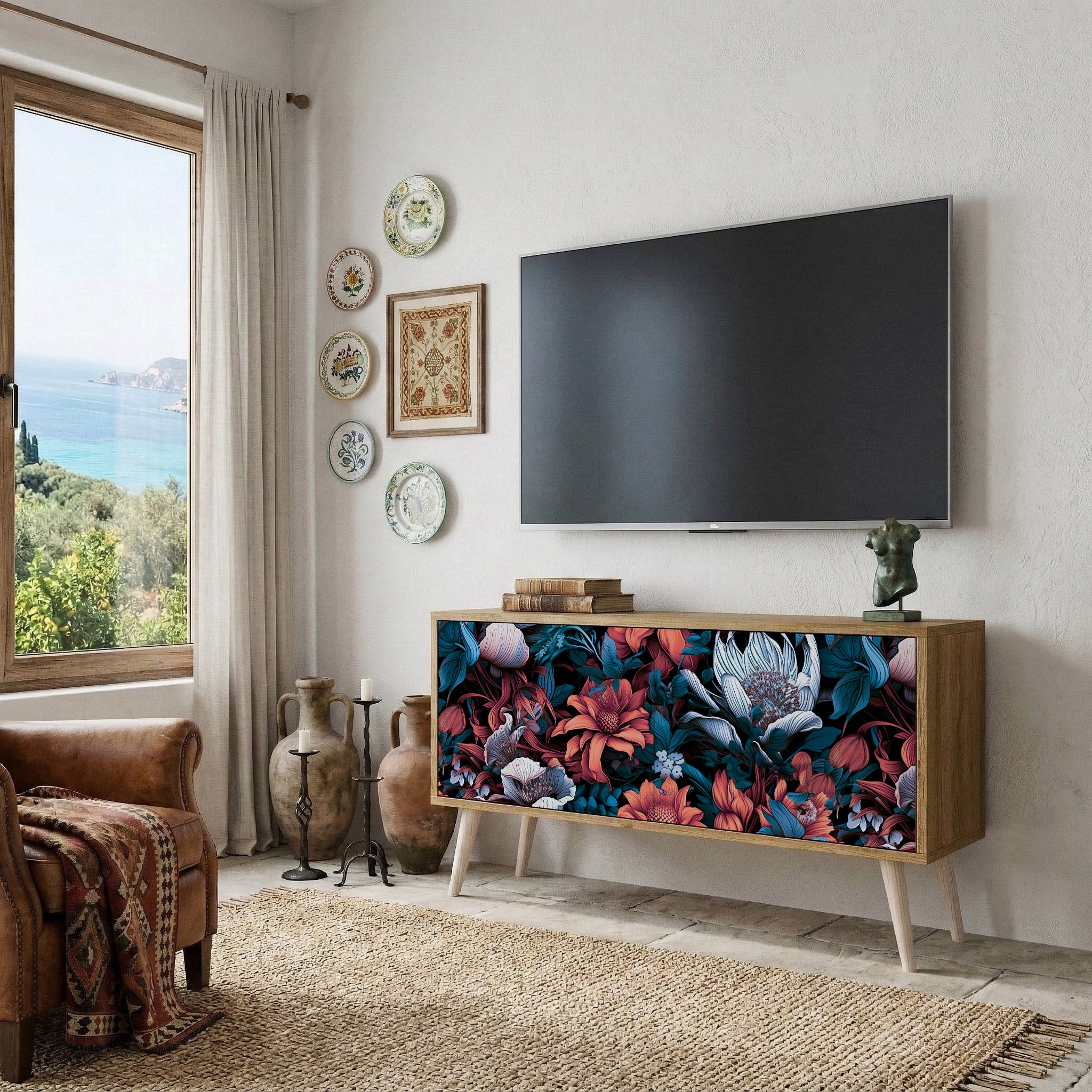 ETHEREAL BLOSSOMS Compact 2-Door TV Cabinet