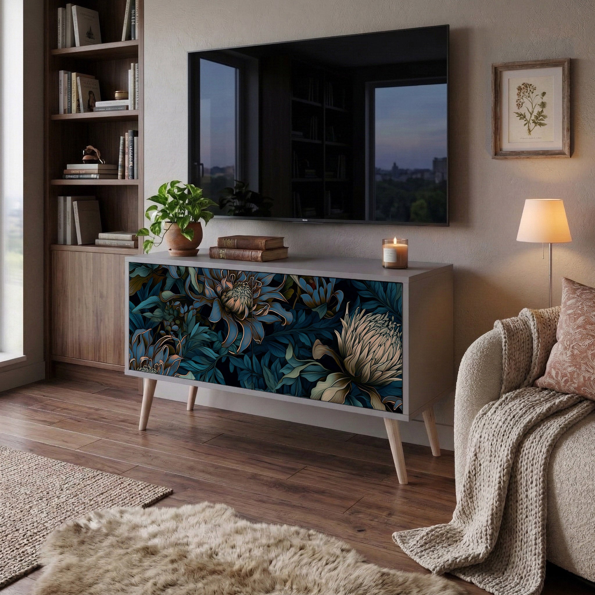 TWILIGHT BLOOM Compact 2-Door TV Cabinet