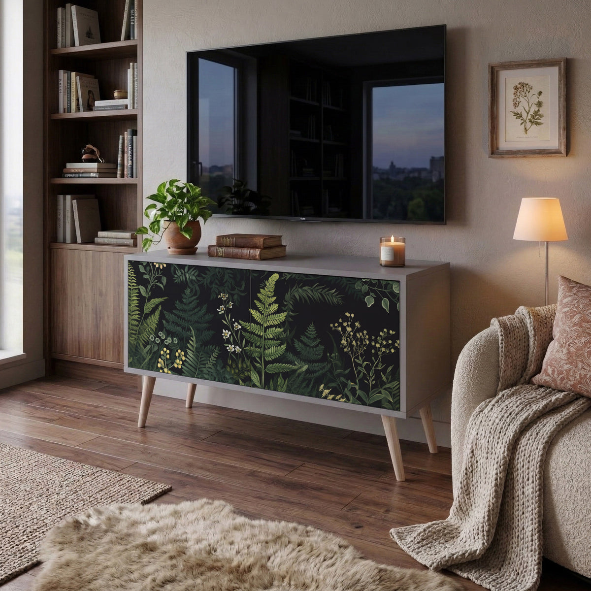 FERN FLOWERS Compact 2-Door TV Cabinet