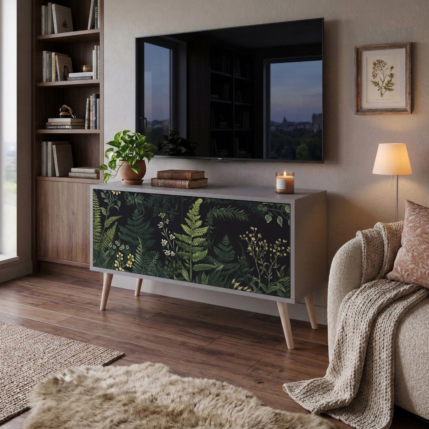 FERN FLOWERS Compact 2-Door TV Cabinet