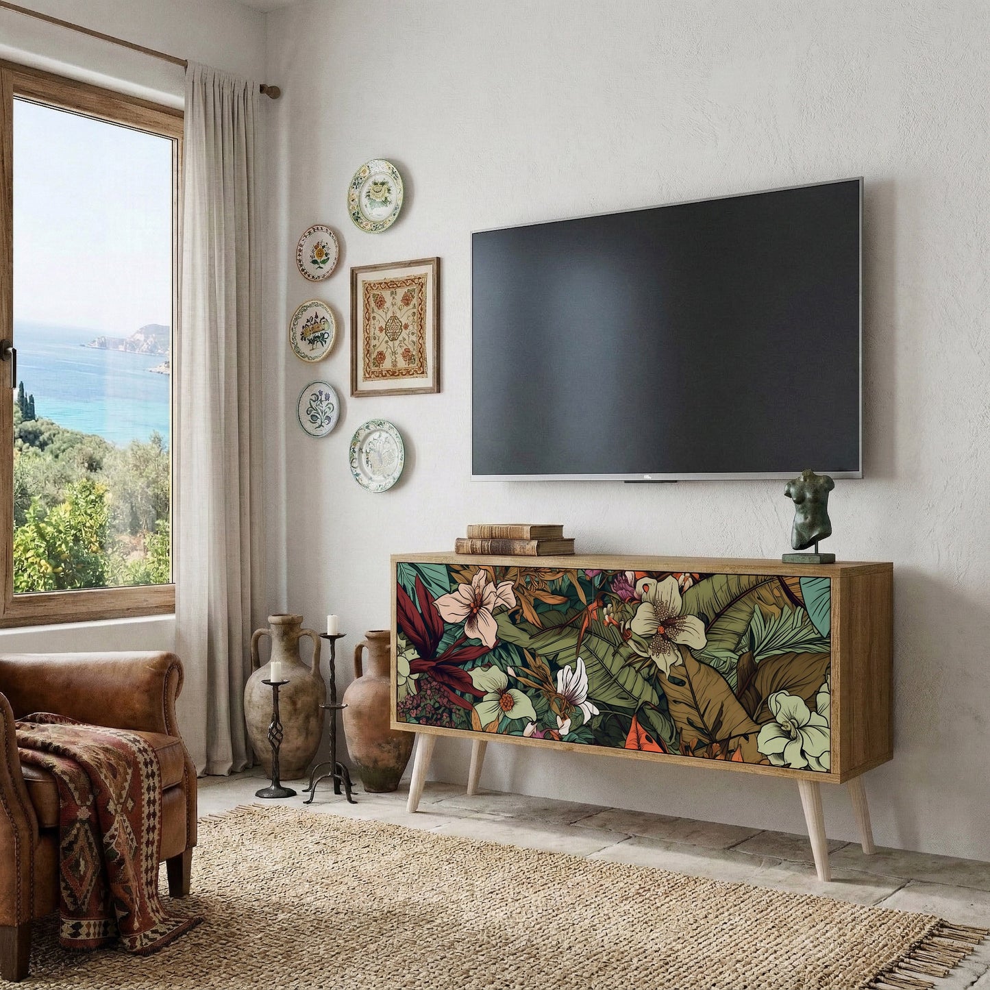 BOTANICAL EMERGENCE Compact 2-Door TV Cabinet