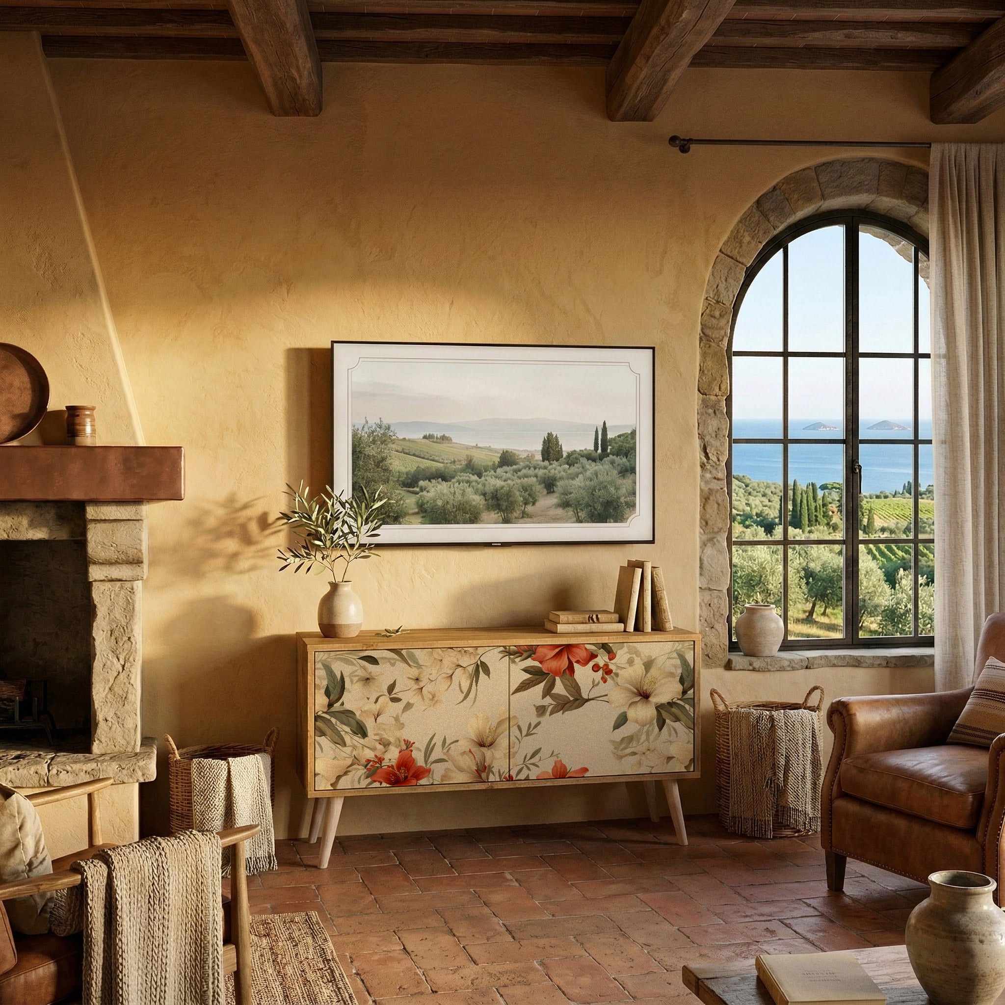 BLOOMING HARMONY Compact 2-Door TV Cabinet