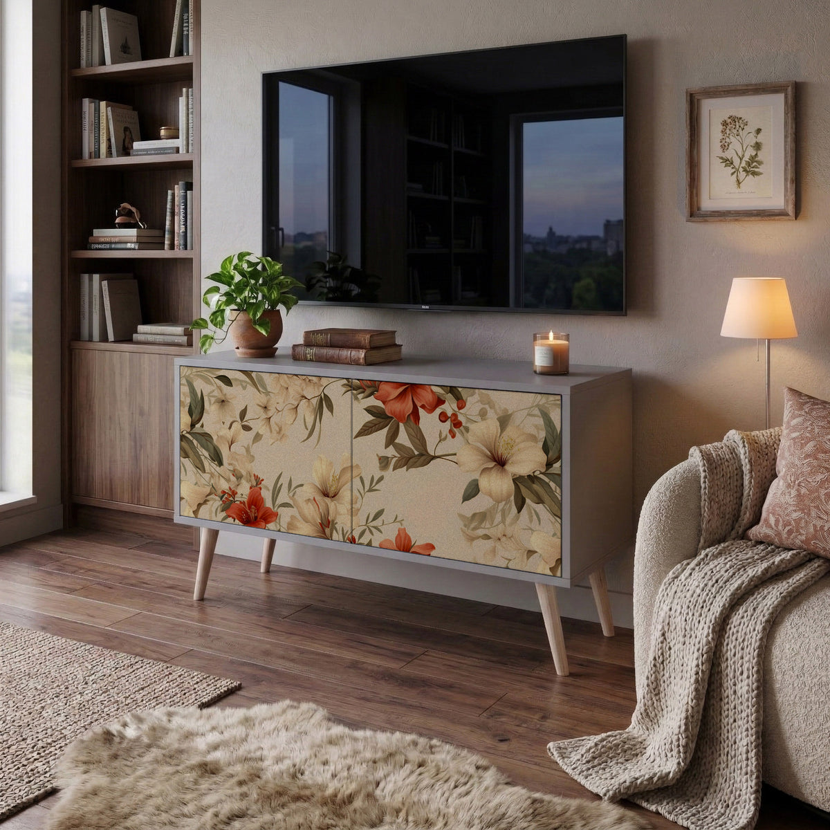 BLOOMING HARMONY Compact 2-Door TV Cabinet