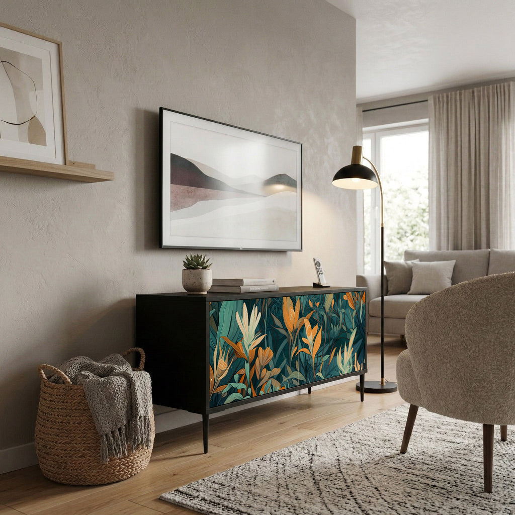 FLORAL SERENITY Compact 2-Door TV Cabinet