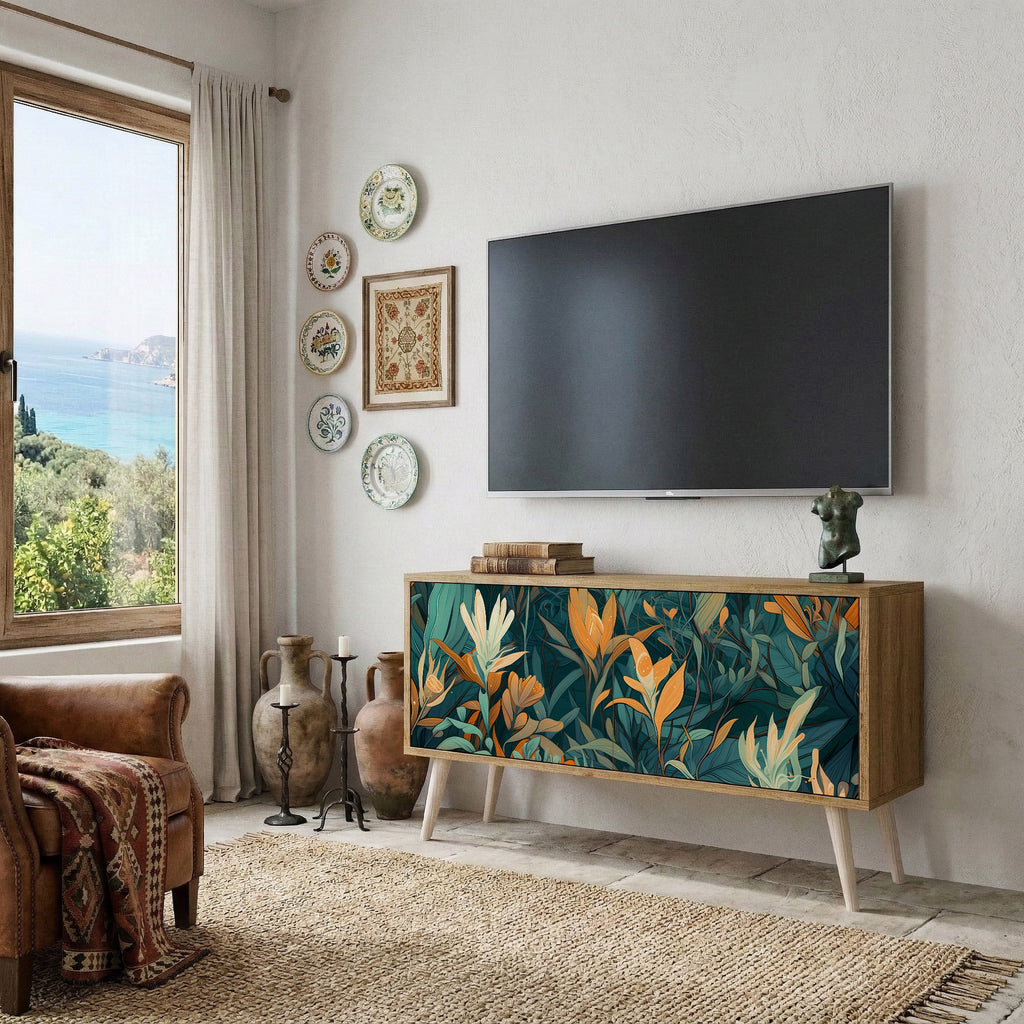 FLORAL SERENITY Compact 2-Door TV Cabinet