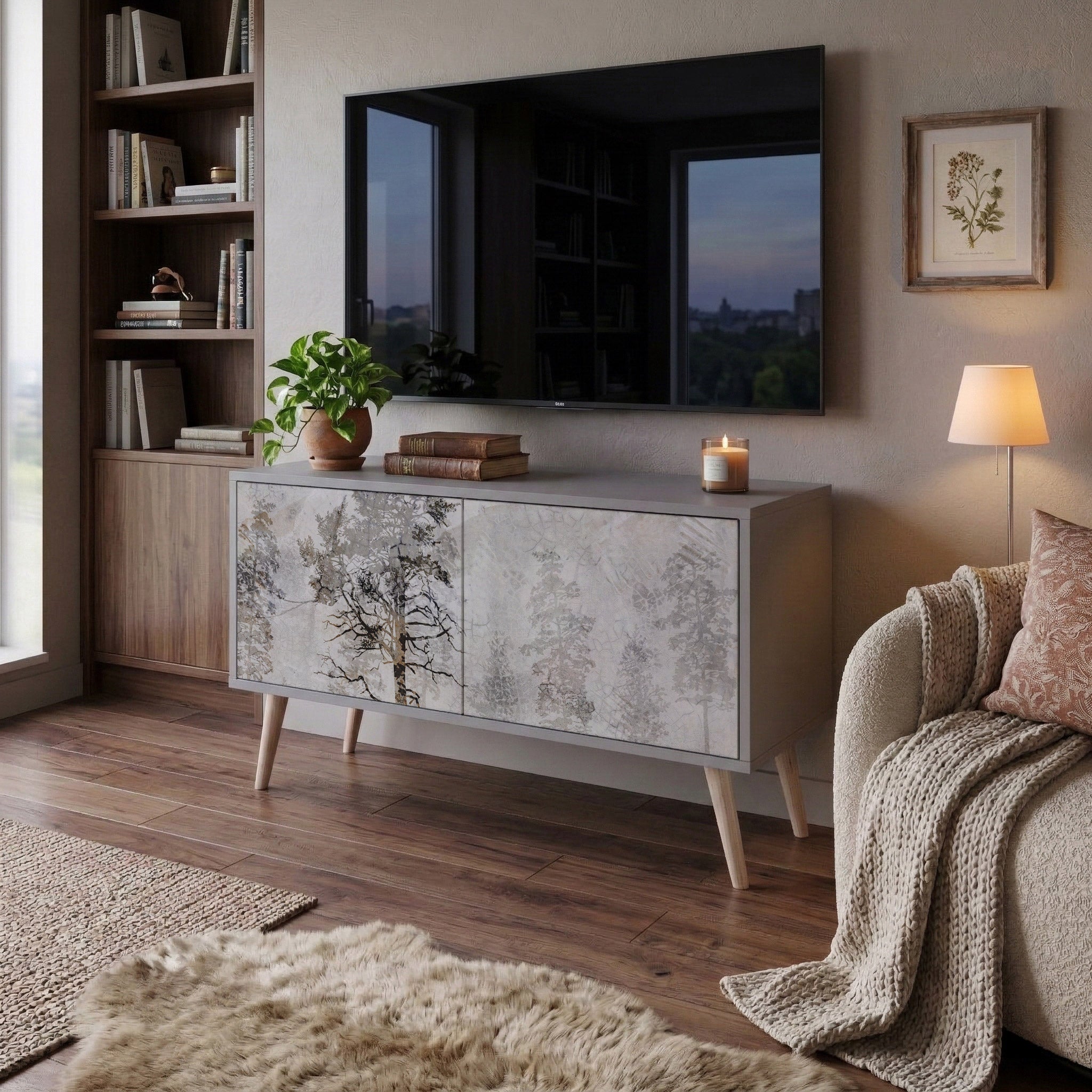 FADE IN THE TREES Compact 2-Door TV Cabinet