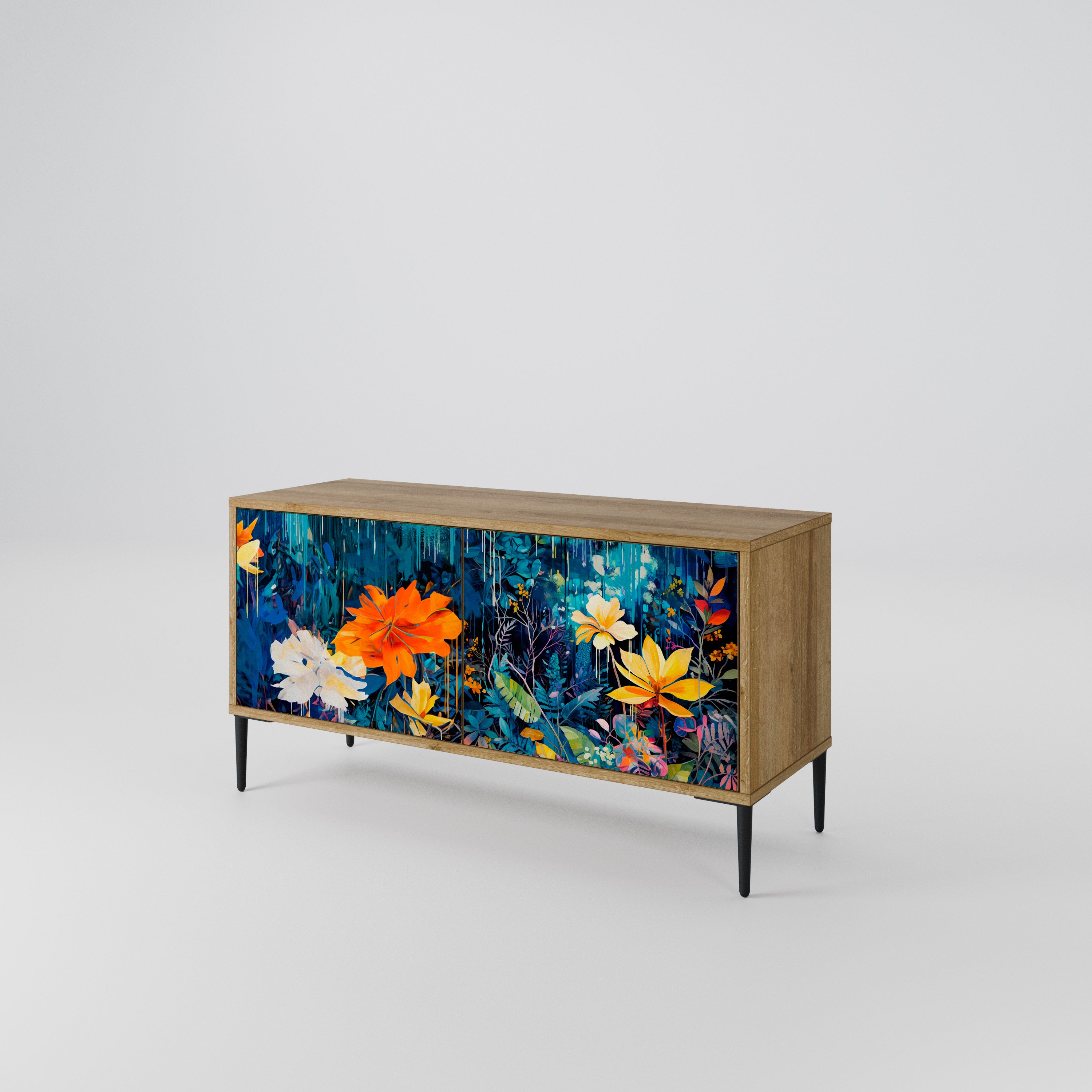 MIDNIGHT BLOSSOM Compact 2-Door TV Cabinet