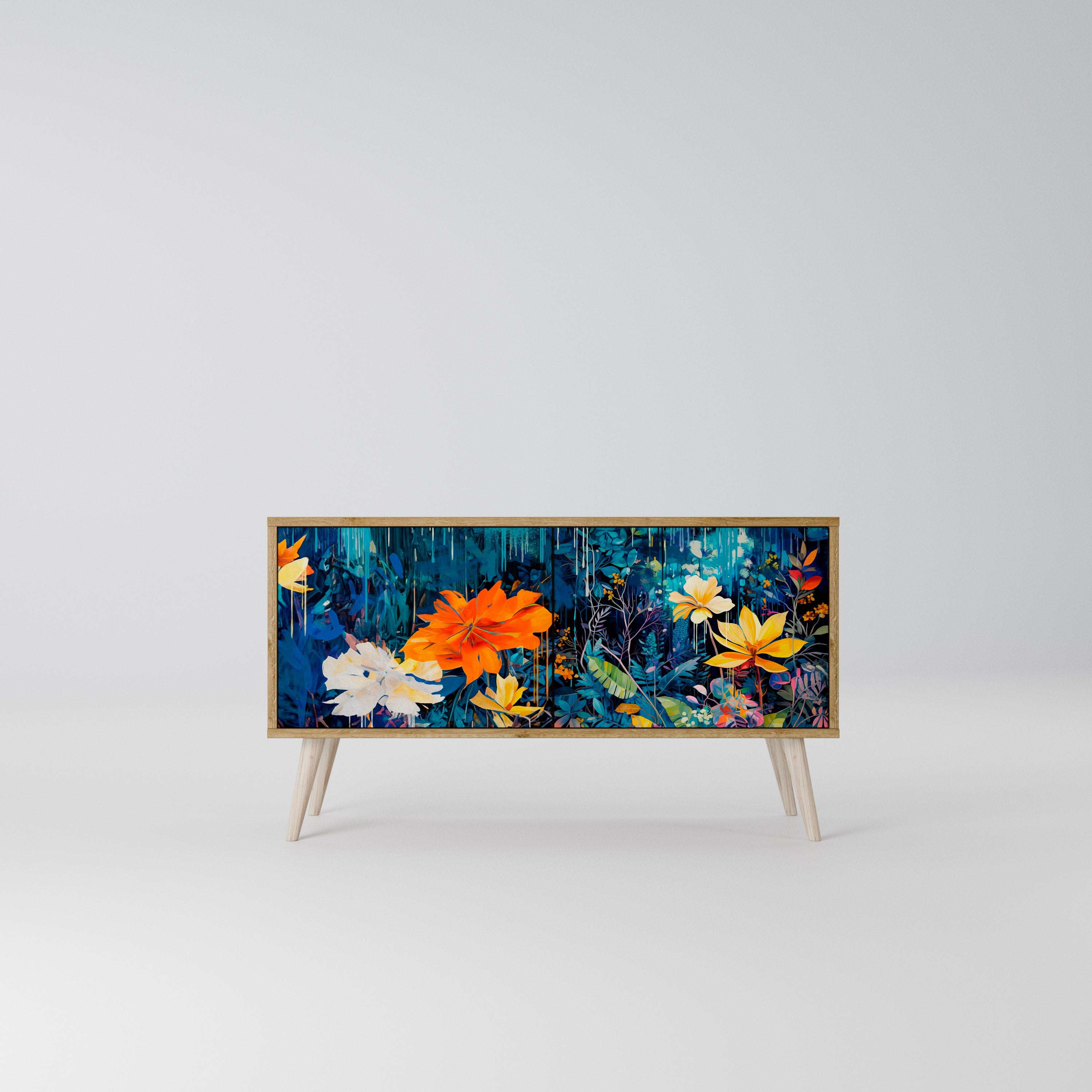 MIDNIGHT BLOSSOM Compact 2-Door TV Cabinet