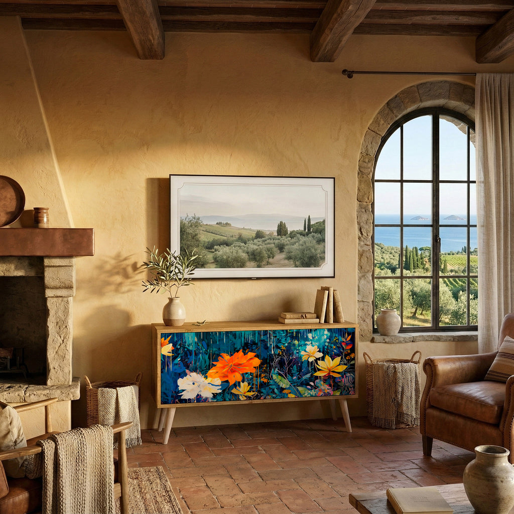 MIDNIGHT BLOSSOM Compact 2-Door TV Cabinet