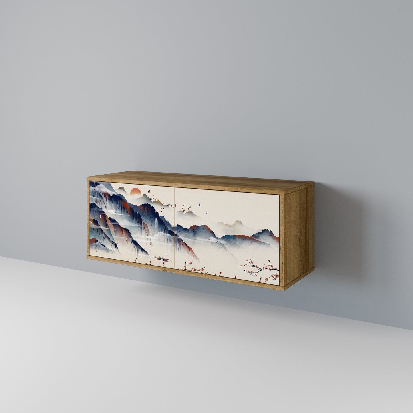 JAPANESE LANDSCAPE Compact 2-Door TV Cabinet