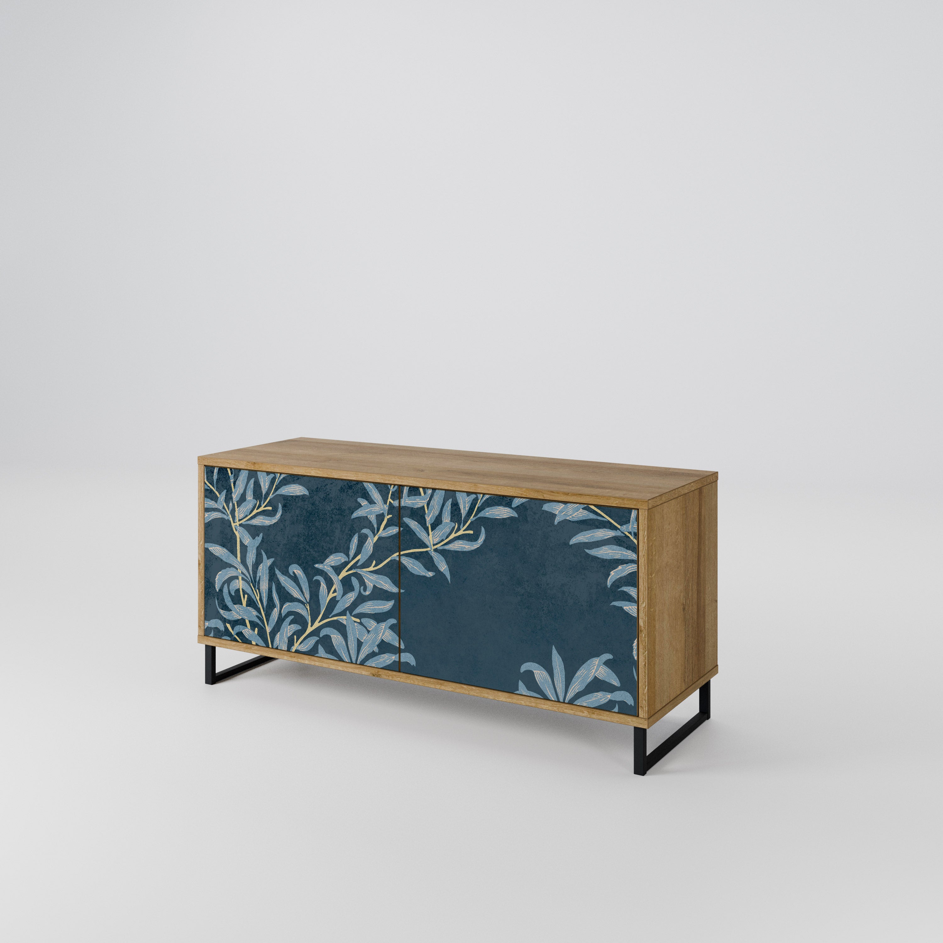 BLUE LEAVES Compact 2-Door TV Cabinet