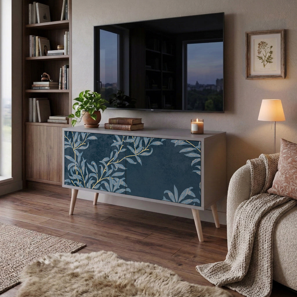 BLUE LEAVES Compact 2-Door TV Cabinet