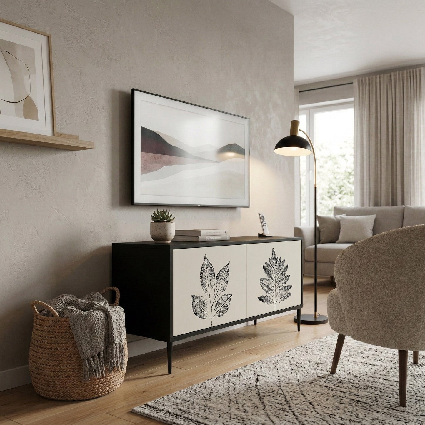 LEAFY STAMPS Compact 2-Door TV Cabinet