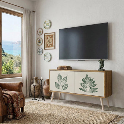 GREEN LEAFY STAMPS Compact 2-Door TV Cabinet