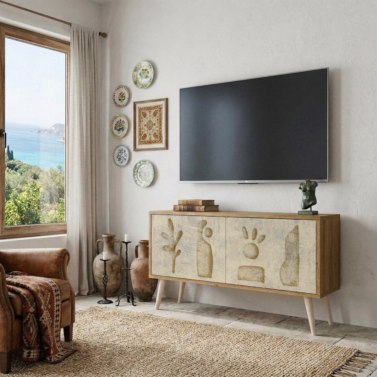 SAND SCULPTURES Compact 2-Door TV Cabinet