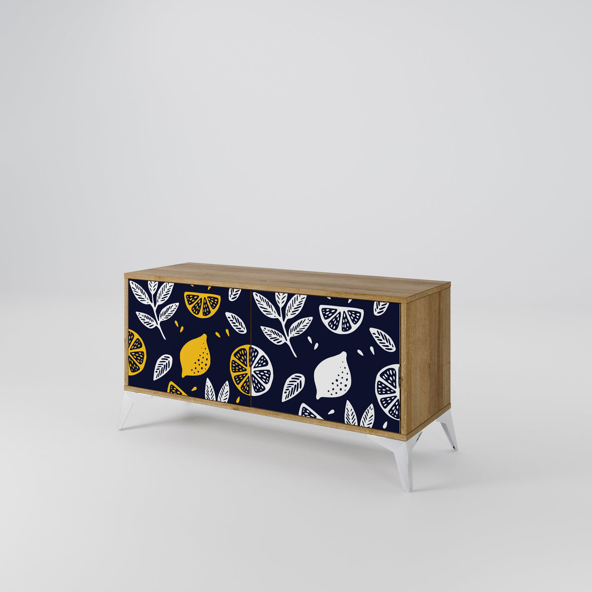 CITRUS BLACK AND WHITE Compact 2-Door TV Cabinet