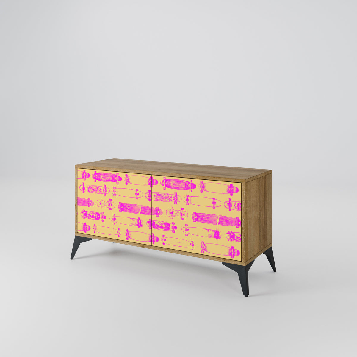 SKATEBOARD ARTISTRY Compact 2-Door TV Cabinet