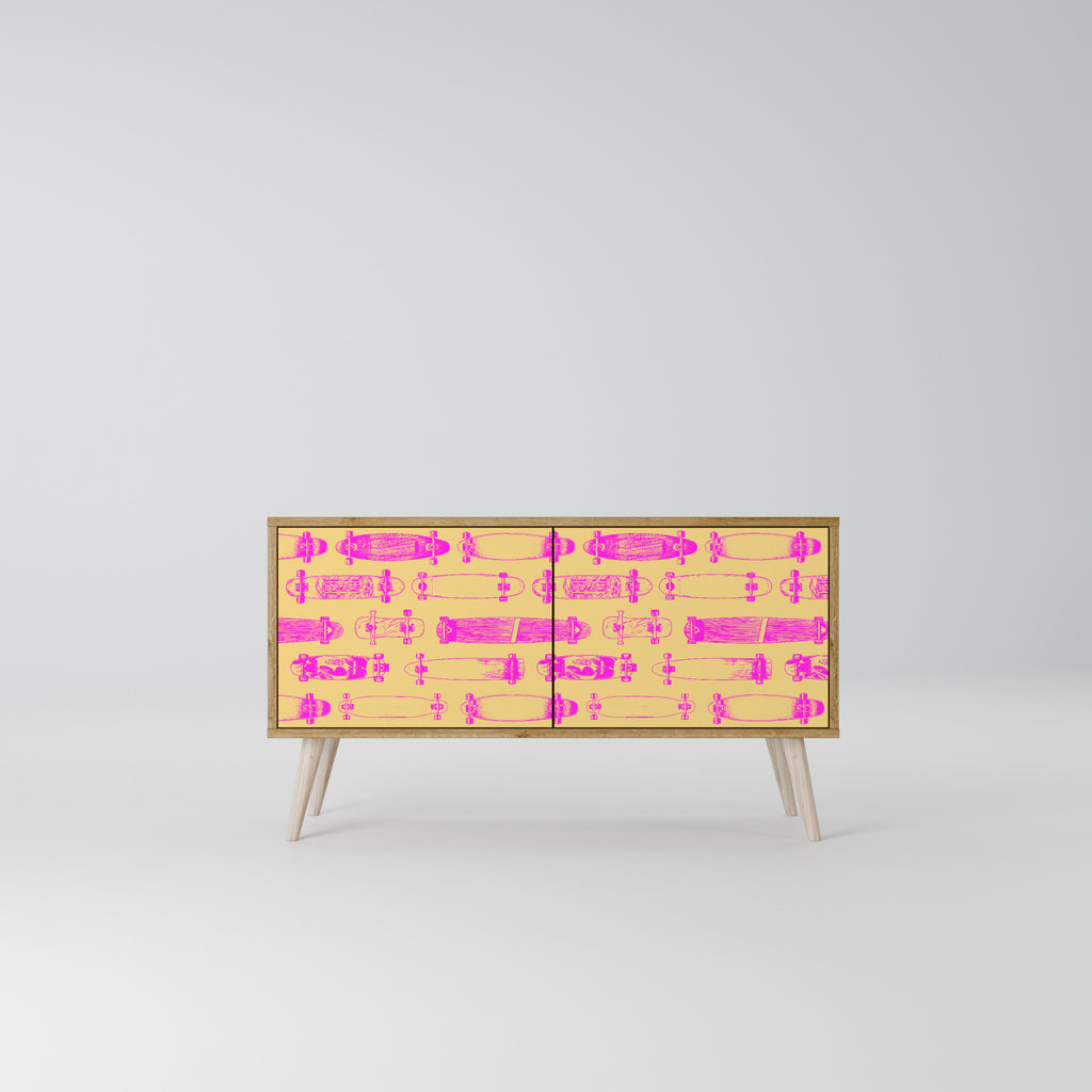 SKATEBOARD ARTISTRY Compact 2-Door TV Cabinet