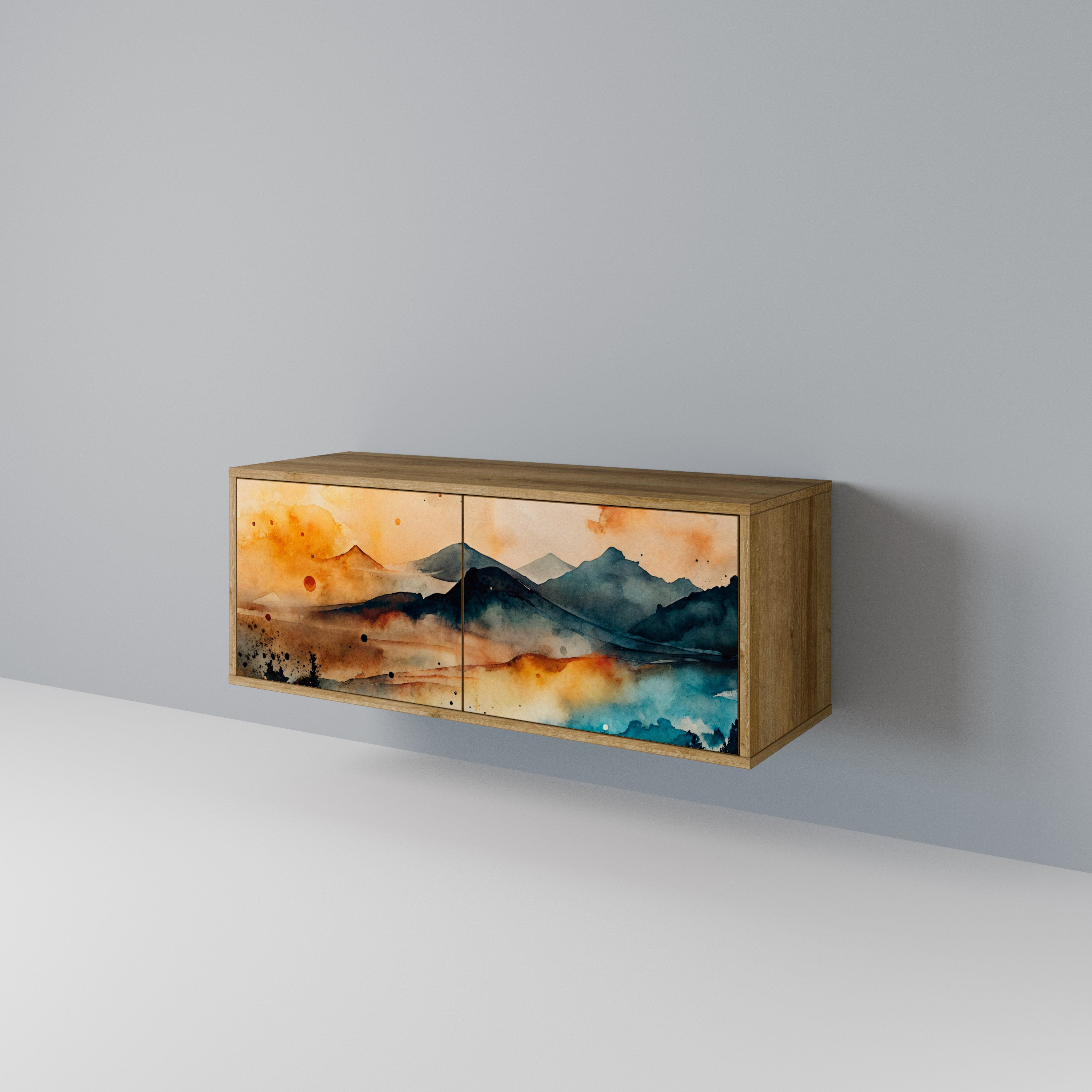 OMINOUS MOUNTAINS Compact 2-Door TV Cabinet