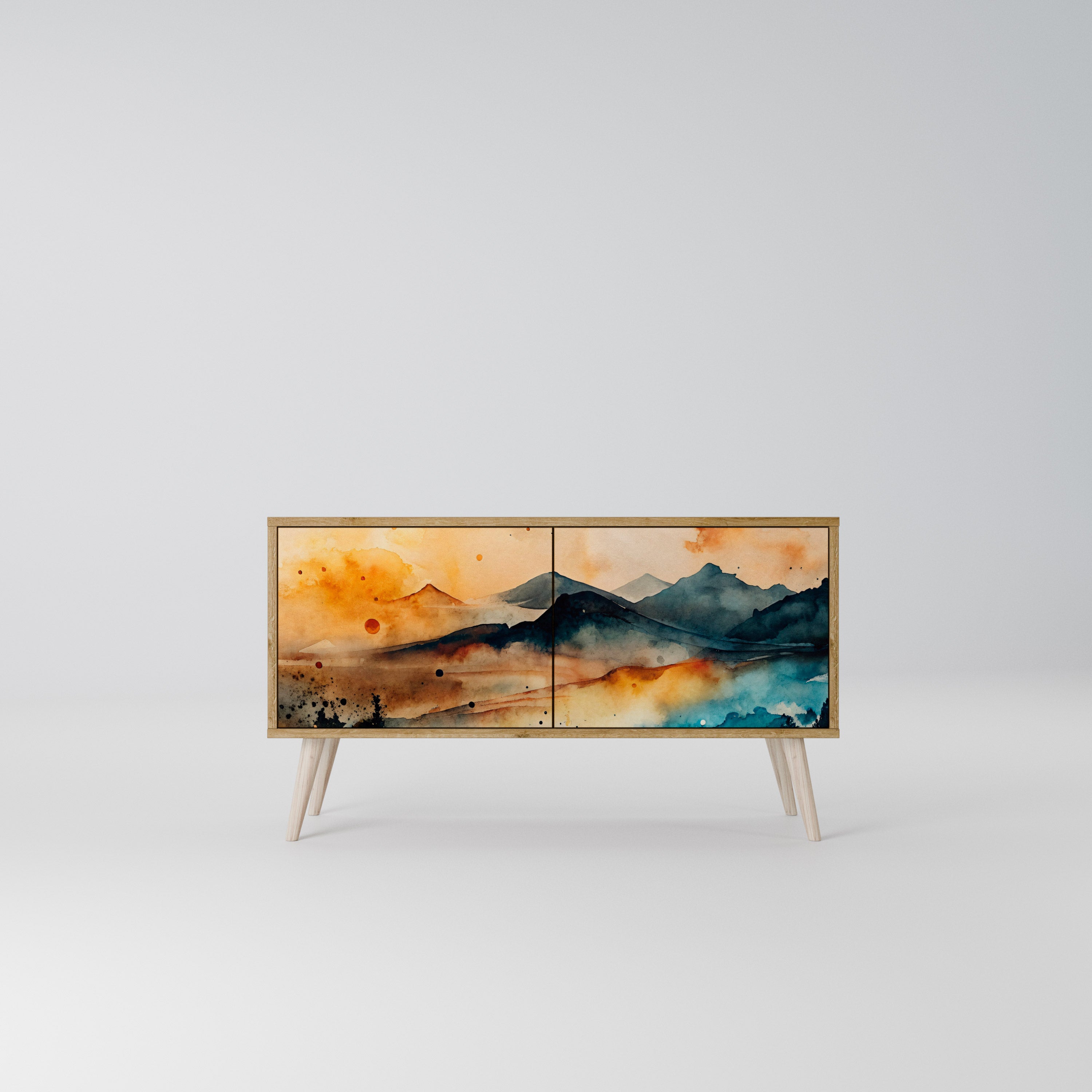 OMINOUS MOUNTAINS Compact 2-Door TV Cabinet