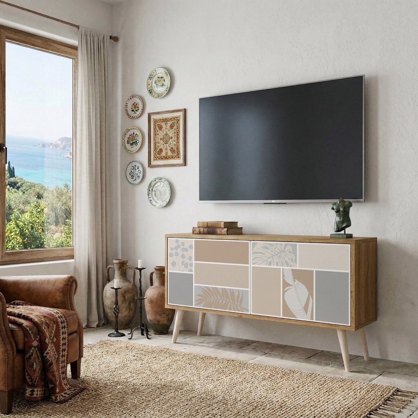 TROPICAL SHAPES Compact 2-Door TV Cabinet