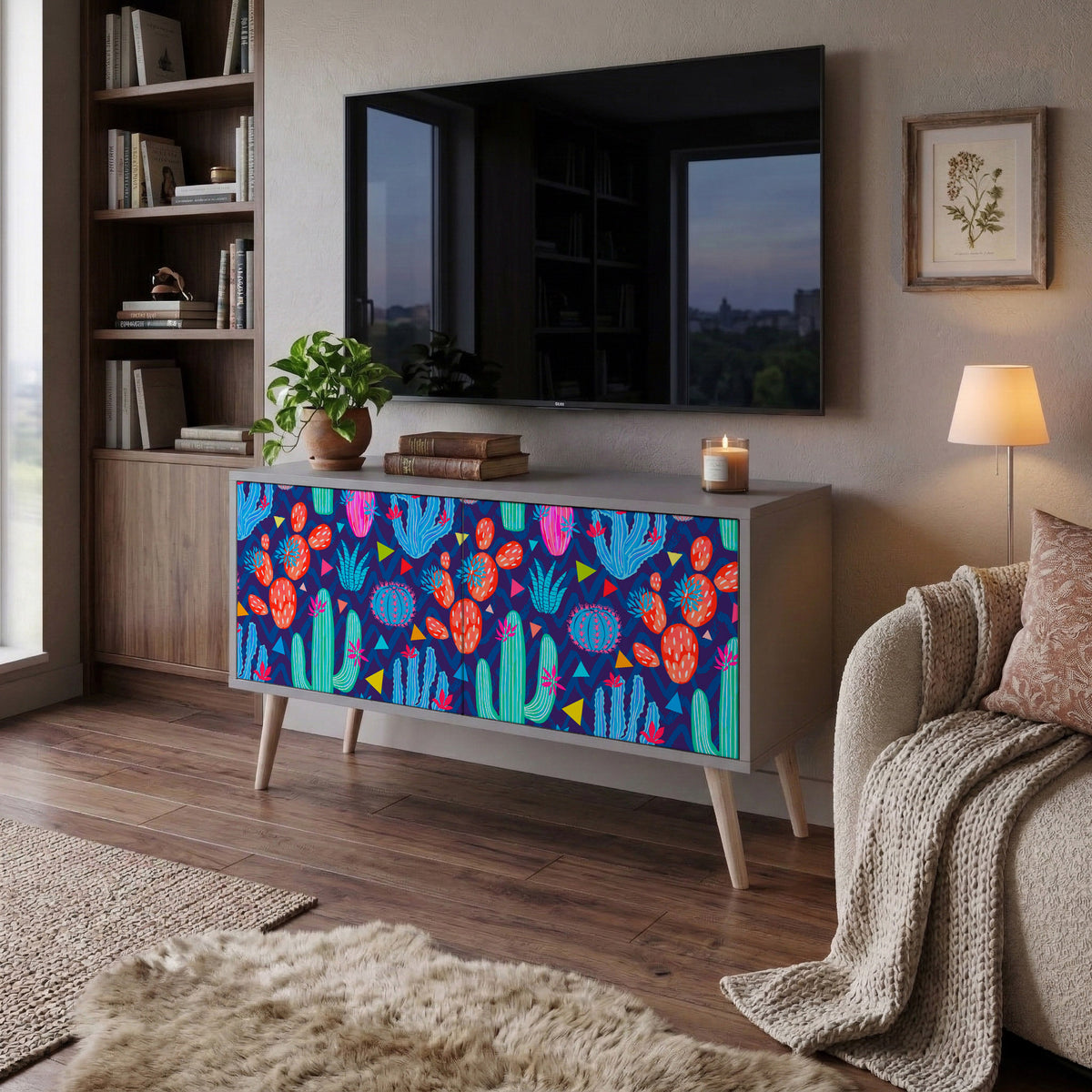 CACTUS VIBES Compact 2-Door TV Cabinet