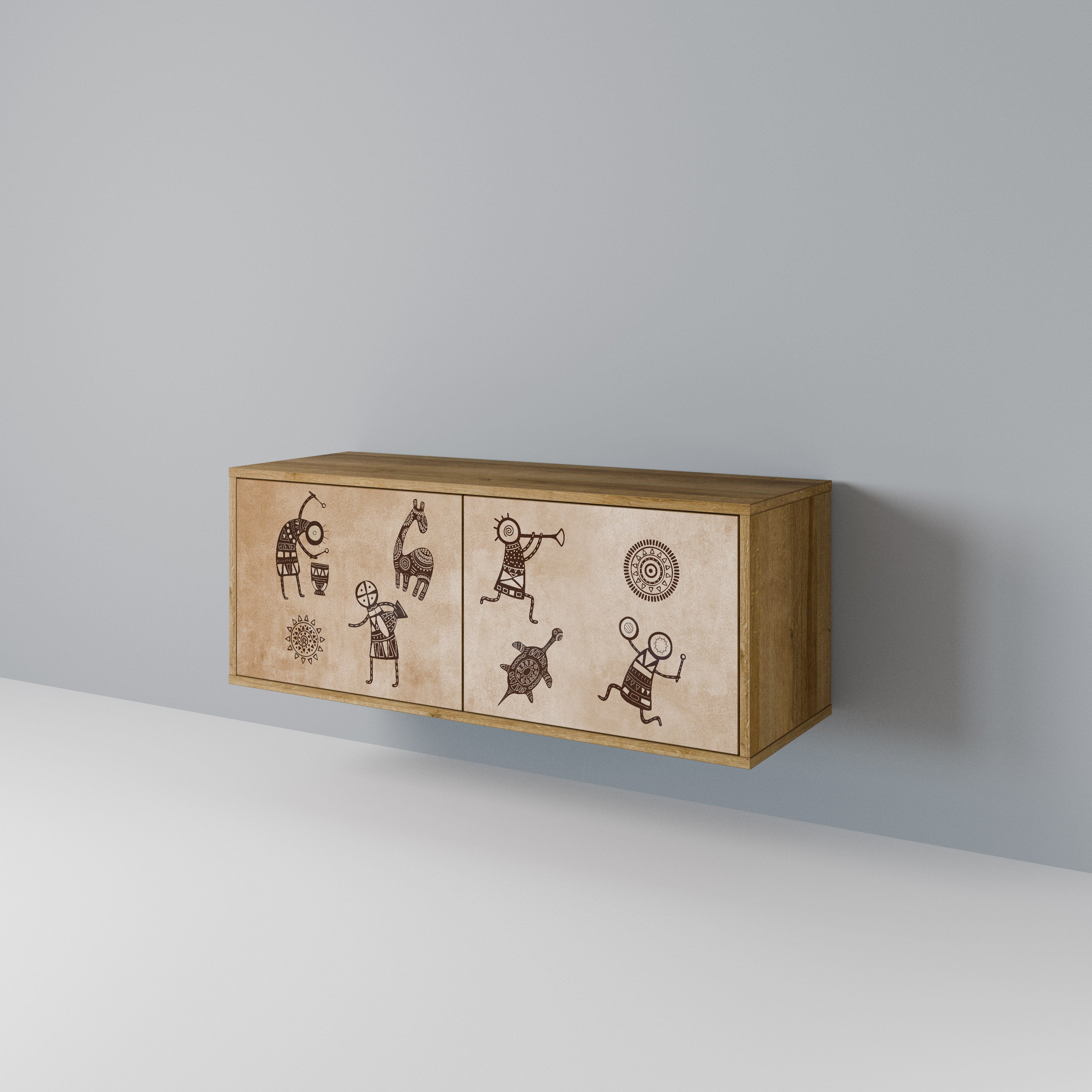 AFRICAN STYLE Compact 2-Door TV Cabinet