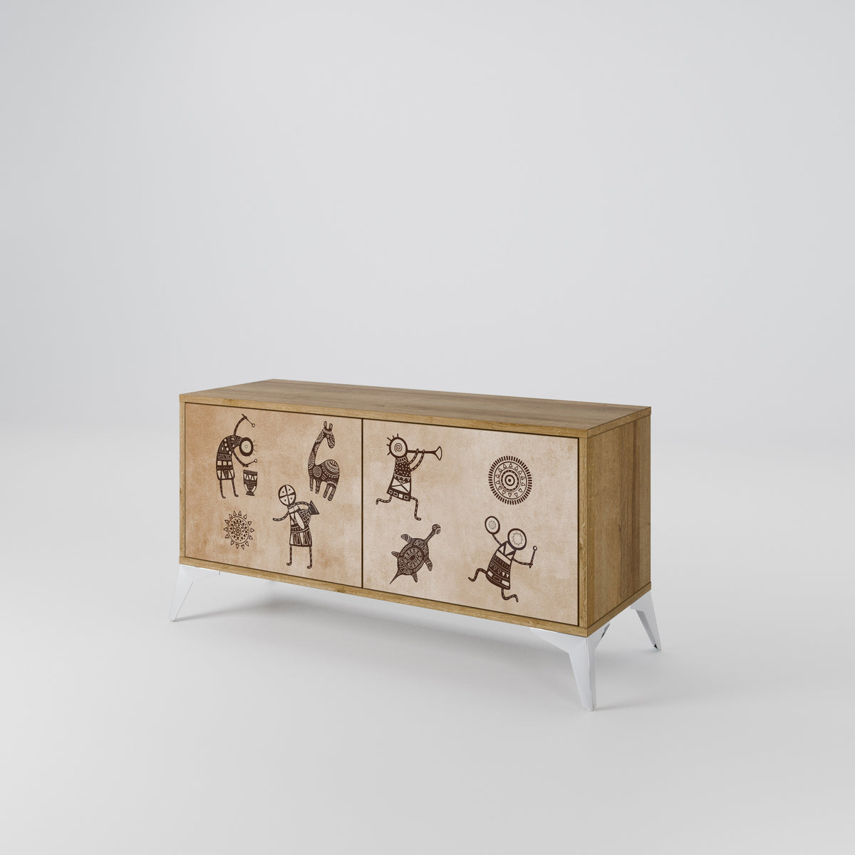 AFRICAN STYLE Compact 2-Door TV Cabinet