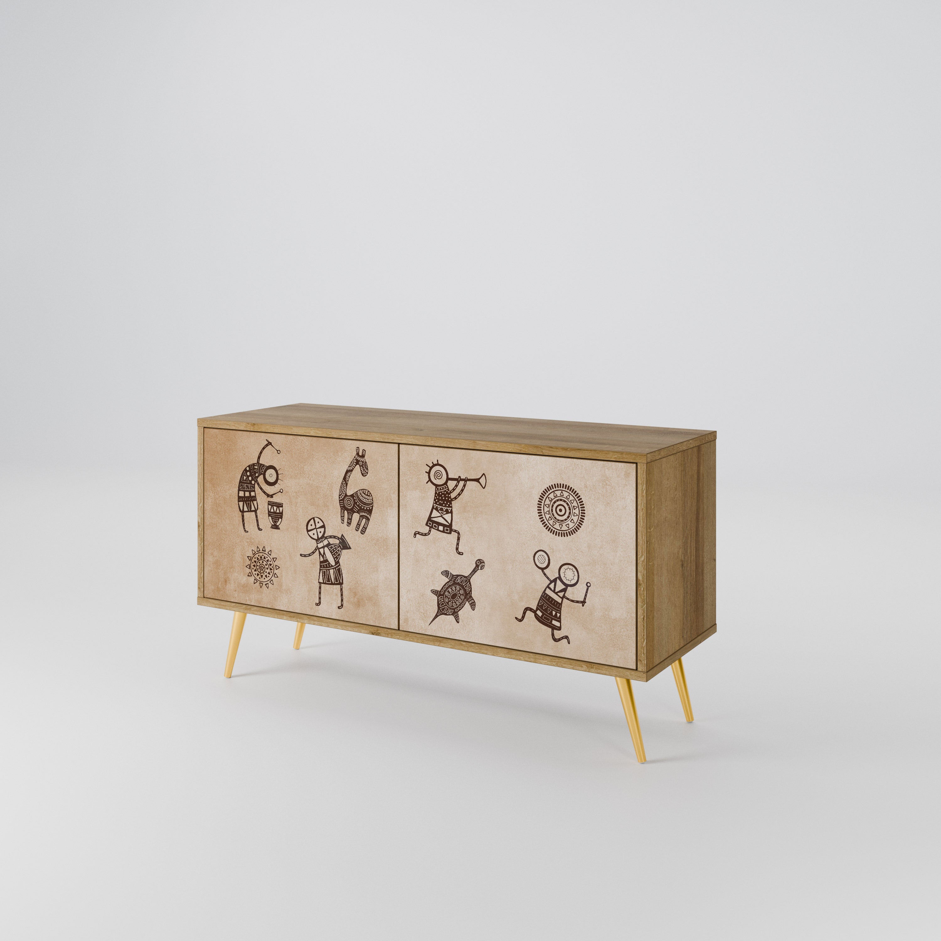 AFRICAN STYLE Compact 2-Door TV Cabinet