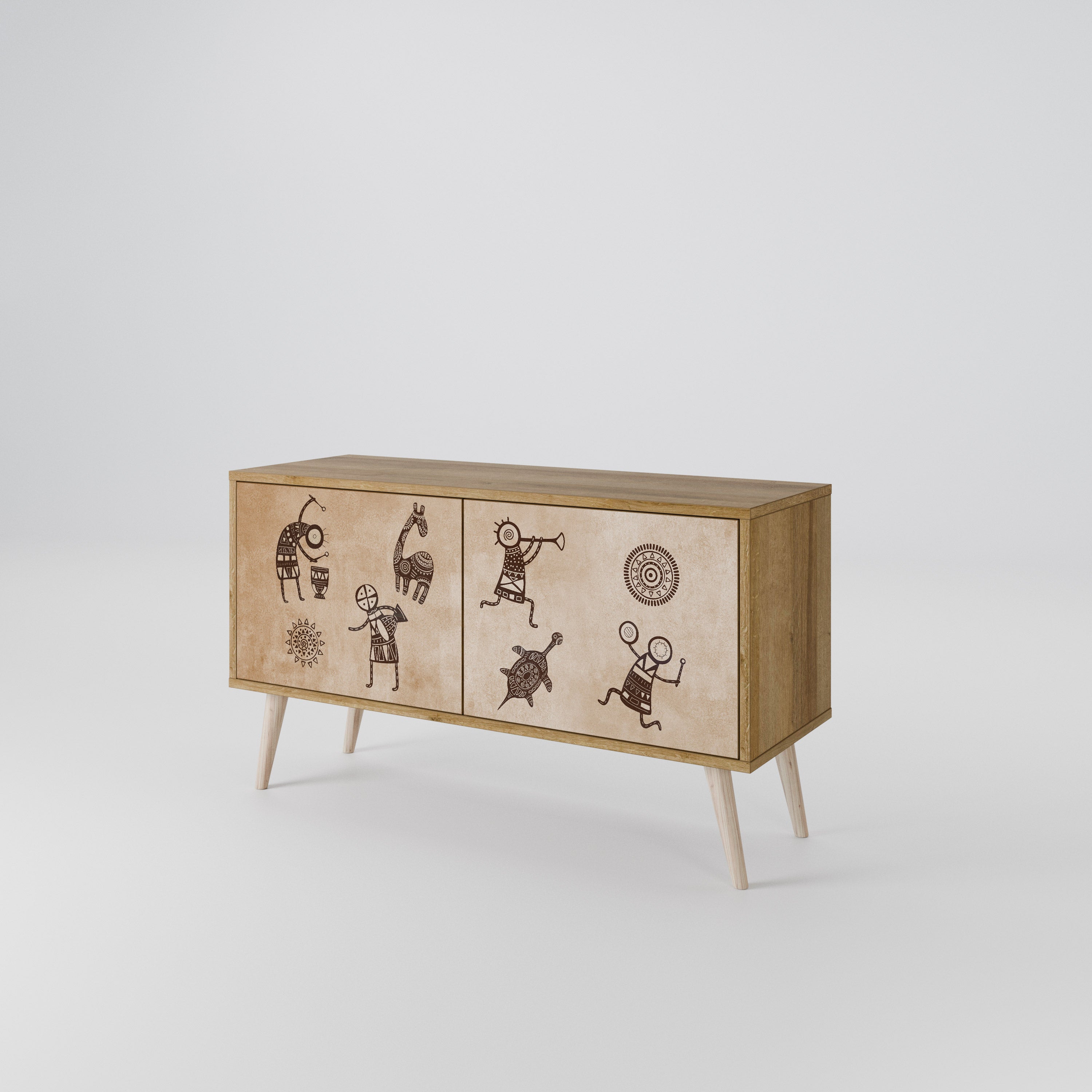 AFRICAN STYLE Compact 2-Door TV Cabinet