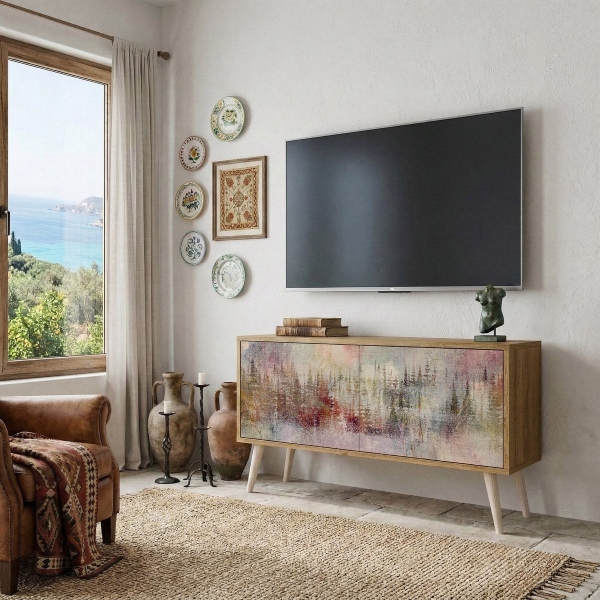 VEILED SUMMIT Compact 2-Door TV Cabinet