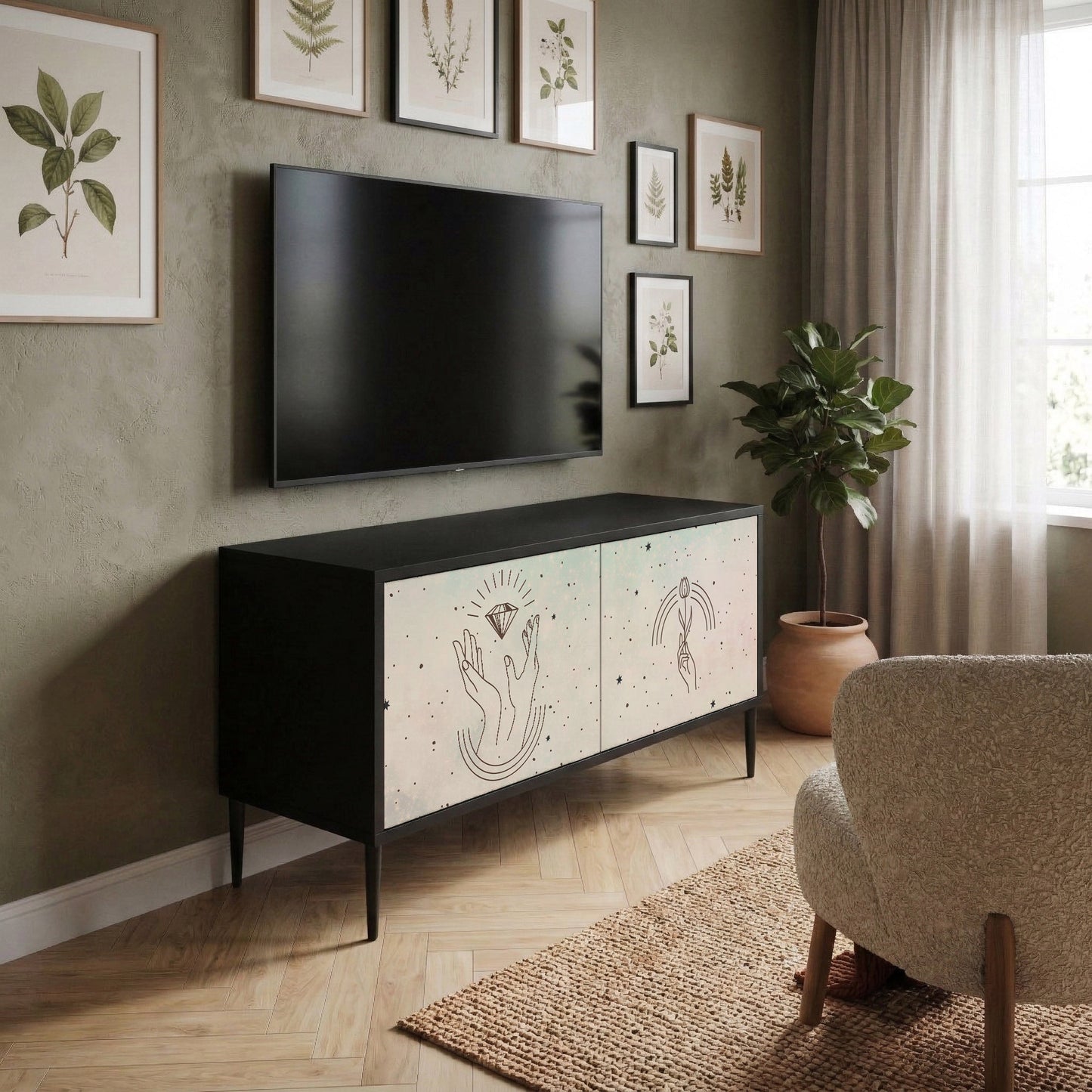 DELICATE BEAUTY Compact 2-Door TV Cabinet