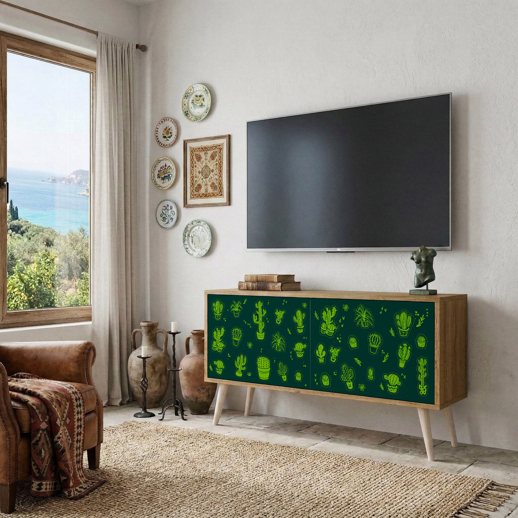 DESERT GREEN Compact 2-Door TV Cabinet