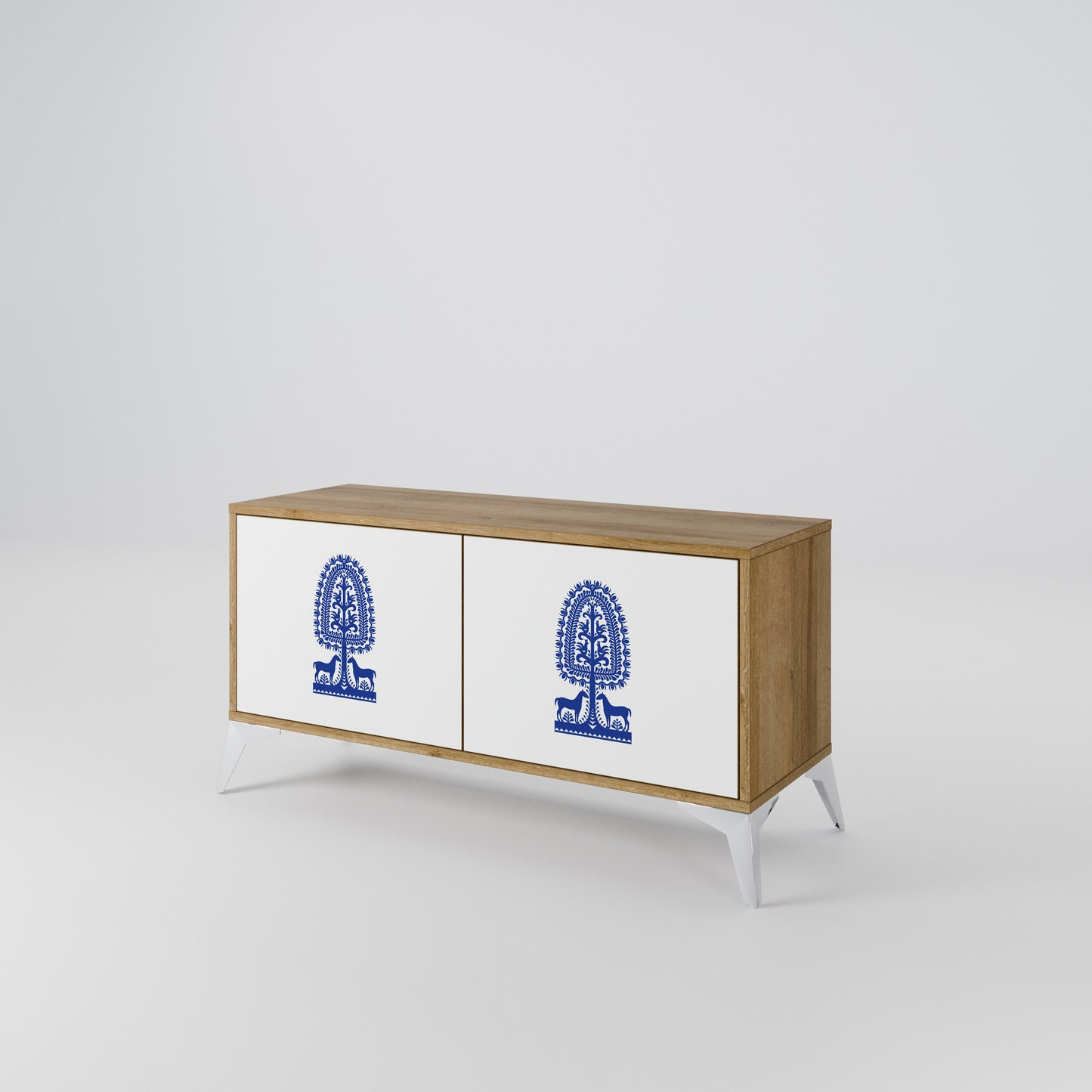 POLISH FOLK ART Compact 2-Door TV Cabinet