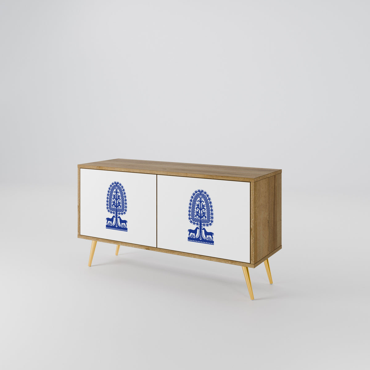 POLISH FOLK ART Compact 2-Door TV Cabinet