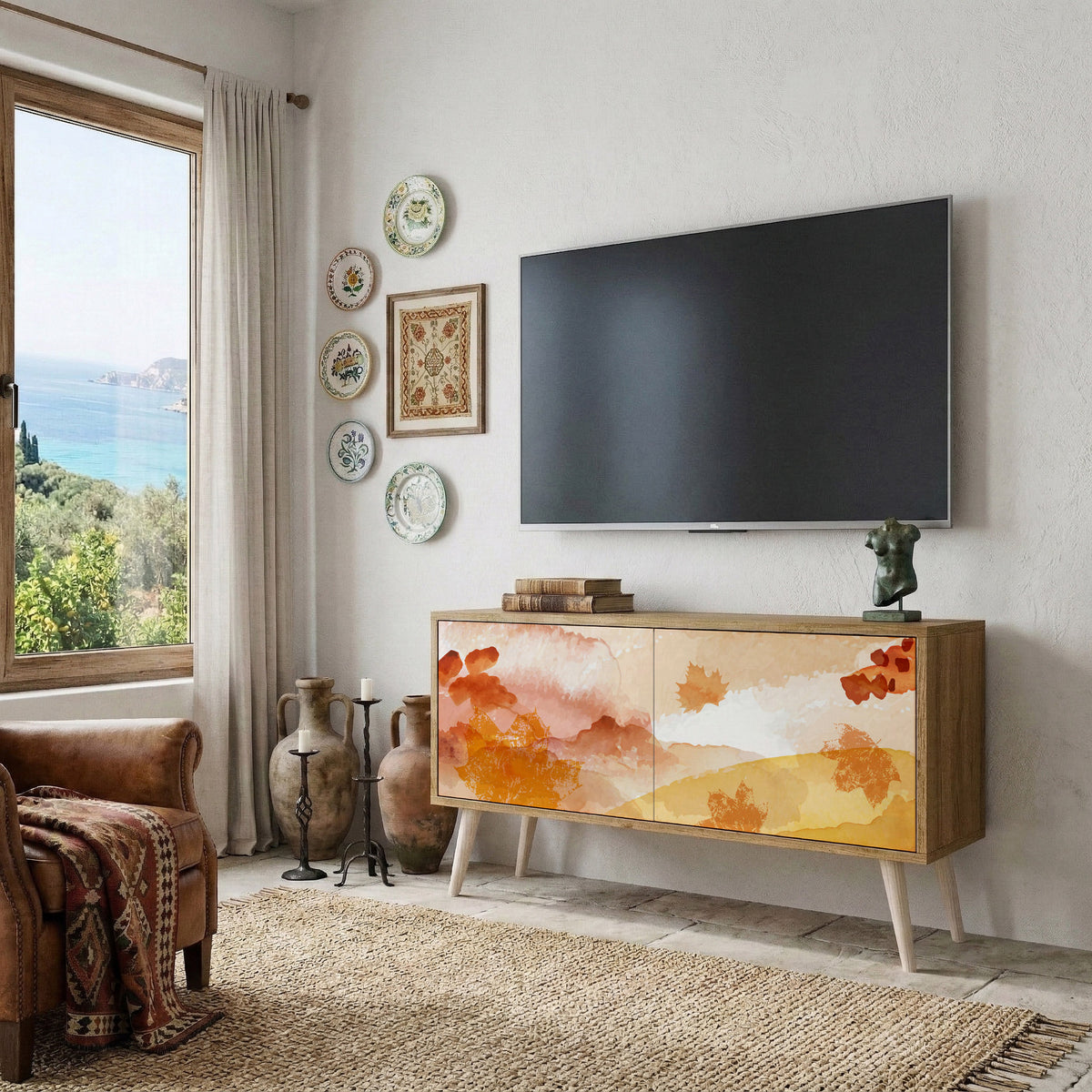 TRACES OF AUTUMN Compact 2-Door TV Cabinet