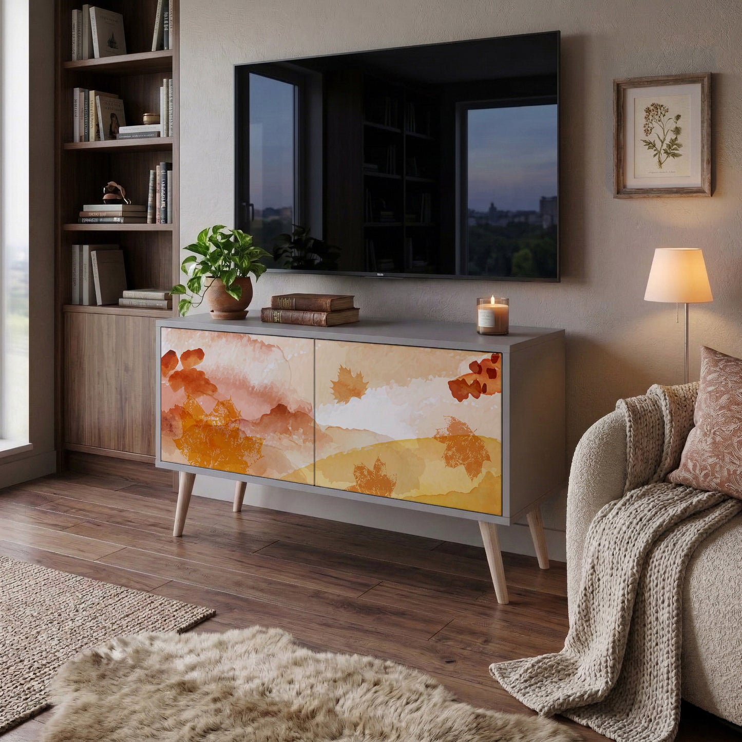 TRACES OF AUTUMN Compact 2-Door TV Cabinet
