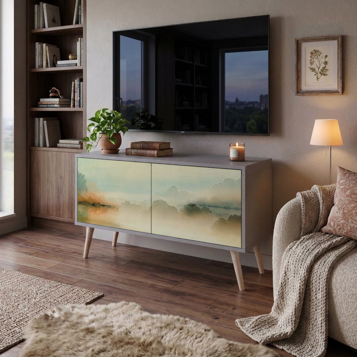 MORNING BY THE LAKE Compact 2-Door TV Cabinet