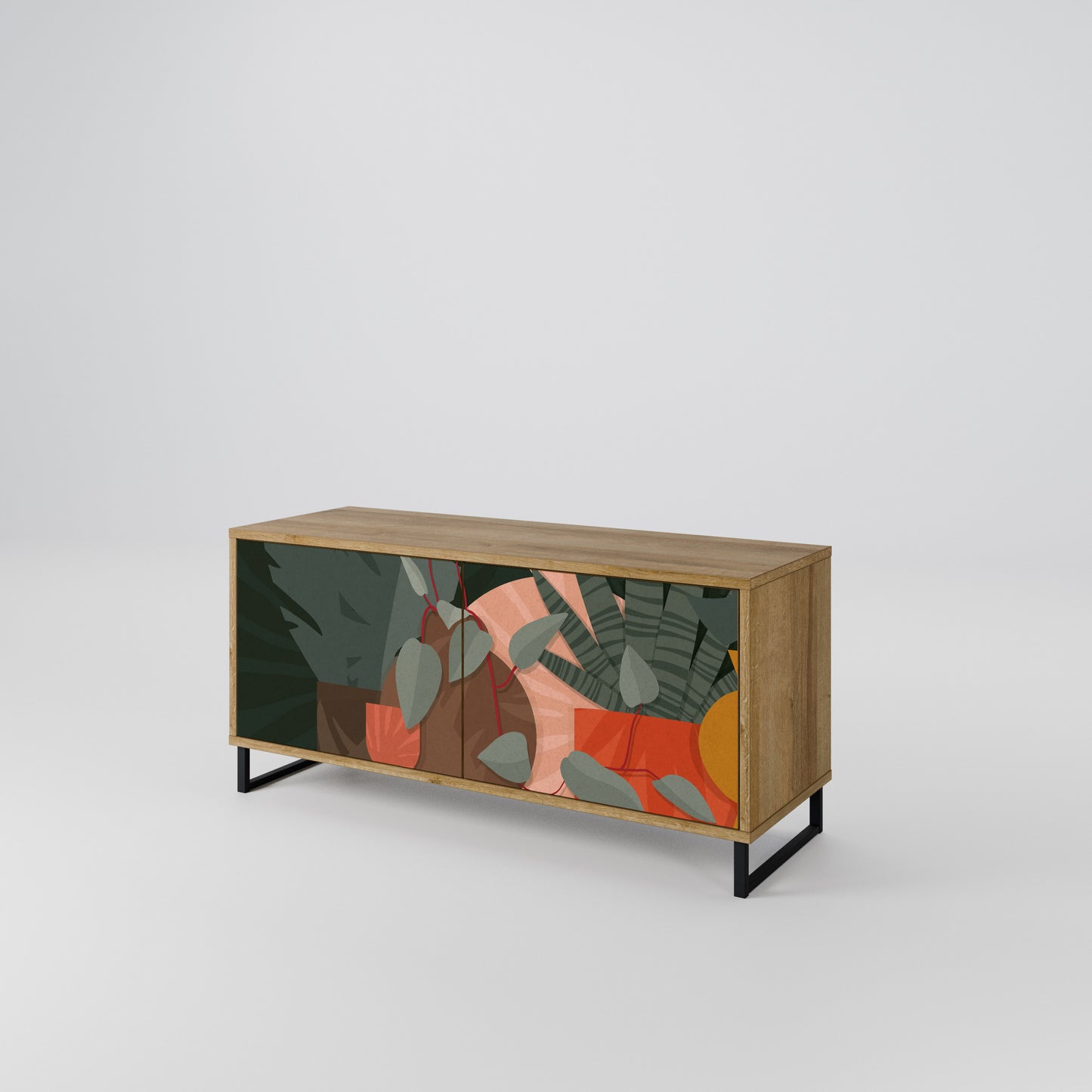TROPICAL COMPOSITION Compact 2-Door TV Cabinet
