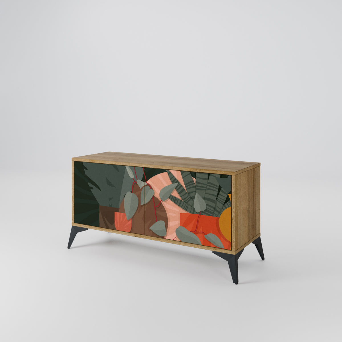 TROPICAL COMPOSITION Compact 2-Door TV Cabinet
