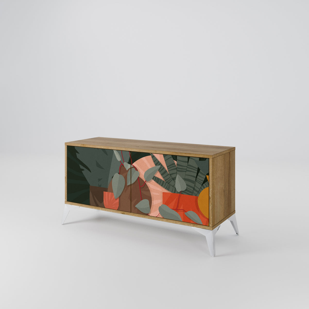 TROPICAL COMPOSITION Compact 2-Door TV Cabinet