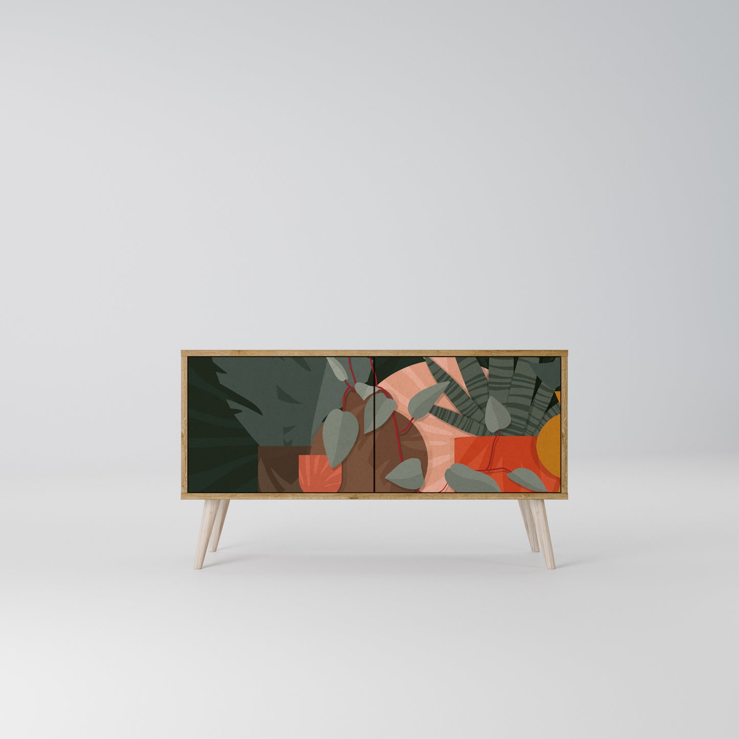 TROPICAL COMPOSITION Compact 2-Door TV Cabinet