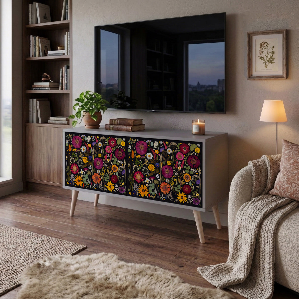 MIDNIGHT GARDEN Compact 2-Door TV Cabinet